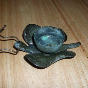 vintage heavy metal butterfly candle holder